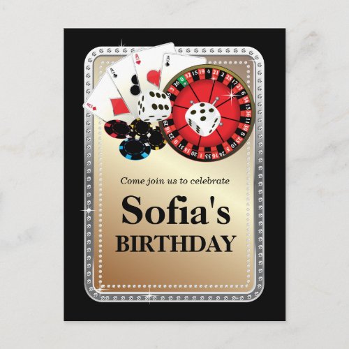 casino adult game birthday Postcard invitation