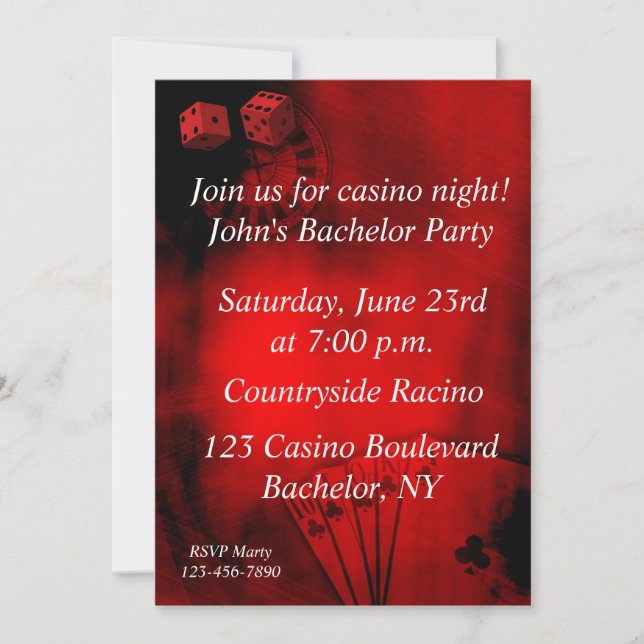 Casino Bachelor Party Invitation (Front)