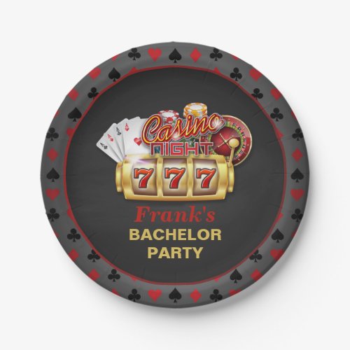 Casino Bachelor Party Paper Plate