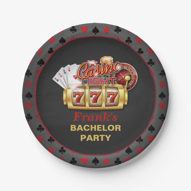 Casino Bachelor Party Paper Plate (Front)