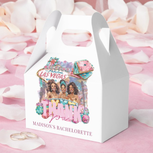 Casino Bachelorette Luxury Pink Afro Girls Favor Boxes (Wedding)