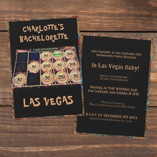 Casino Bachelorette Party In Las Vegas Black Invitation