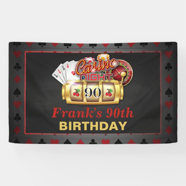 Casino Birthday Banner - 90th Birthday (Horizontal)