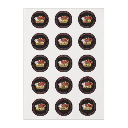 Casino Birthday Cupcake Topper - 21st Birthday Edible Frosting Rounds (Sheet)