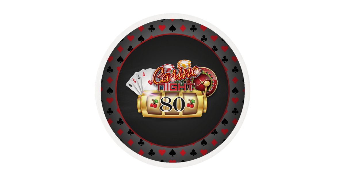 Casino Birthday Cupcake Topper 80th Birthday Edible Frosting Rounds Zazzle Com