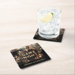 Casino Birthday Game Night Custom Square Paper Coaster<br><div class="desc">Game Night Party Black Gold Design. Matching products can be found in Luxury Casino Party Collection. If you have any questions feel free to contact me.</div>