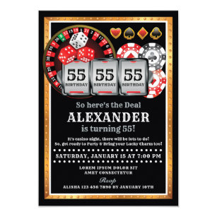 Casino themed birthday party invitations