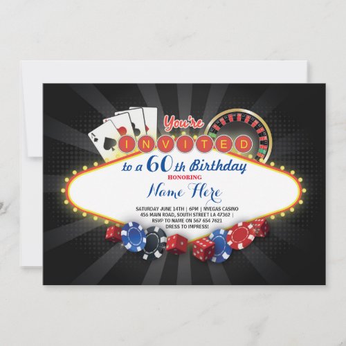 Casino Birthday Night Las Vegas Party Cards Invite