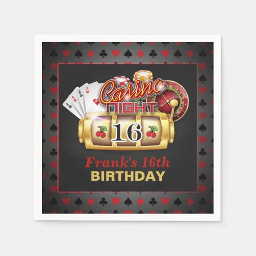 Casino Birthday Paper Napkins _ 16th Birthday