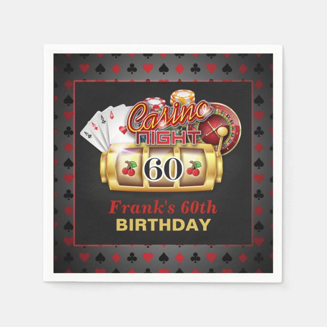 Casino Birthday Paper Napkins - 60th Birthday (Front)