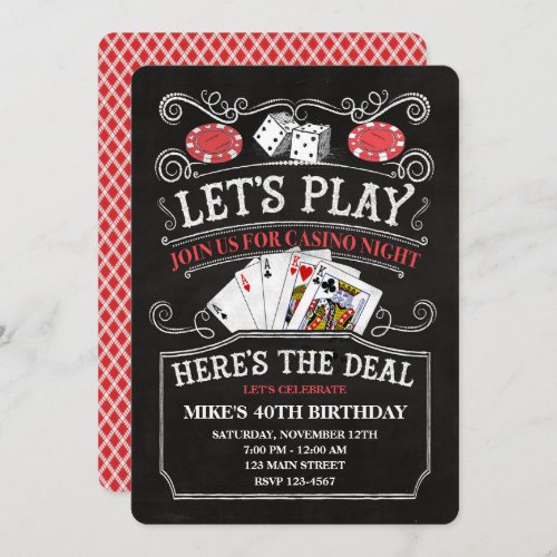 Casino Birthday Party Invitations