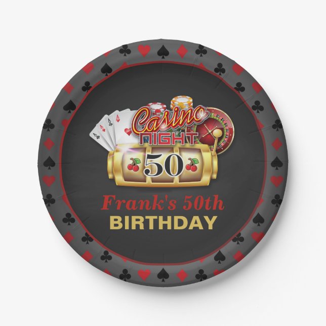 Casino Birthday Plate - 50th Birthday (Front)