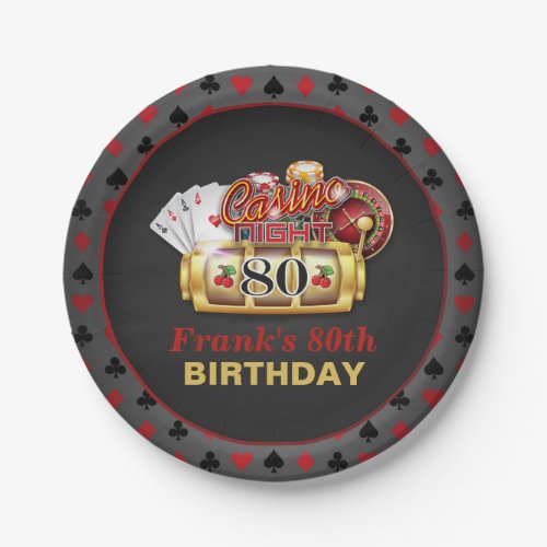 Casino Birthday Plate _ 80th Birthday