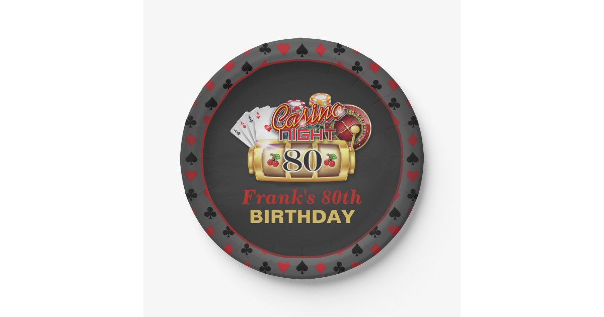 Casino Birthday Plate - 80th Birthday | Zazzle