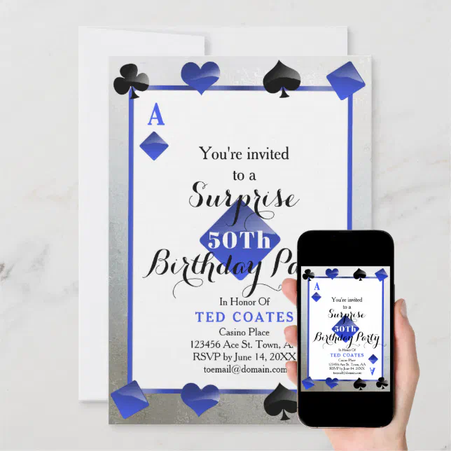 Casino Birthday Surprise Invitation | Zazzle