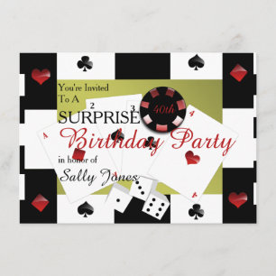 casino birthday surprise invitation