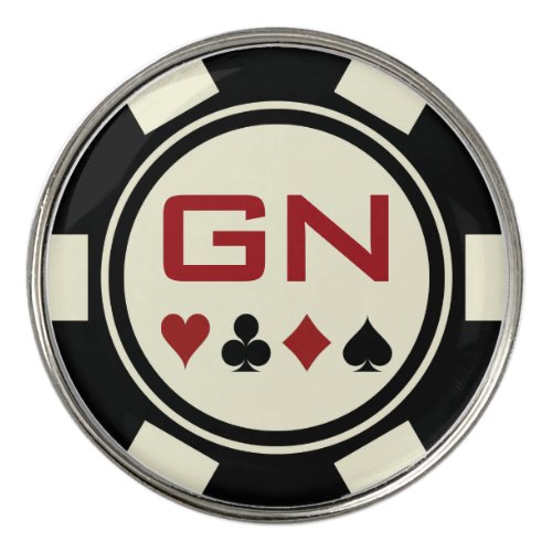 Casino Black Off White Poker Chip Monogram Golf Ball Marker