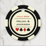 Casino Black White Poker Chips Las Vegas Wedding Favor Tags<br><div class="desc">Getting married in Las Vegas or another fun casino city? These white and black favor tags would make a perfect addition to your guest's favors. Personalize your design with your names in black in the center,  and a wedding date,  thank you,  etc. in red on top.</div>