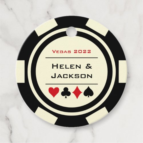 Casino Black White Poker Chips Las Vegas Wedding Favor Tags