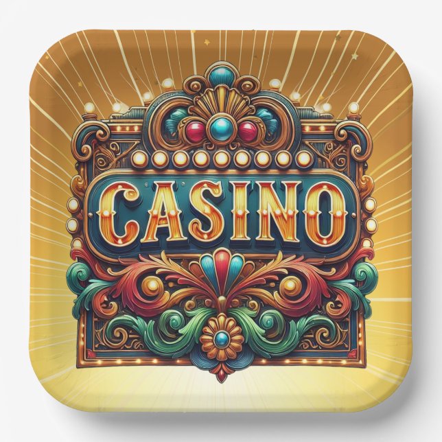 CASINO . CARDS . BINGO PAPER PLATES (Front)