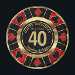 Casino Chip Las Vegas Birthday - Gold and Red Magnet<br><div class="desc">🥇AN ORIGINAL COPYRIGHT ART DESIGN by Donna Siegrist ONLY AVAILABLE ON ZAZZLE!. 📌PLEASE READ!! Las Vegas Poker Chip Birthday in Pretty Red and Faux Gold Design Magnet. This design works well for any birthday such as a 21st birthday, 30th, 40th, 50th, 60th, 70th birthday also... .make it any age you...</div>
