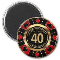 Casino Chip Las Vegas Birthday - Gold and Red