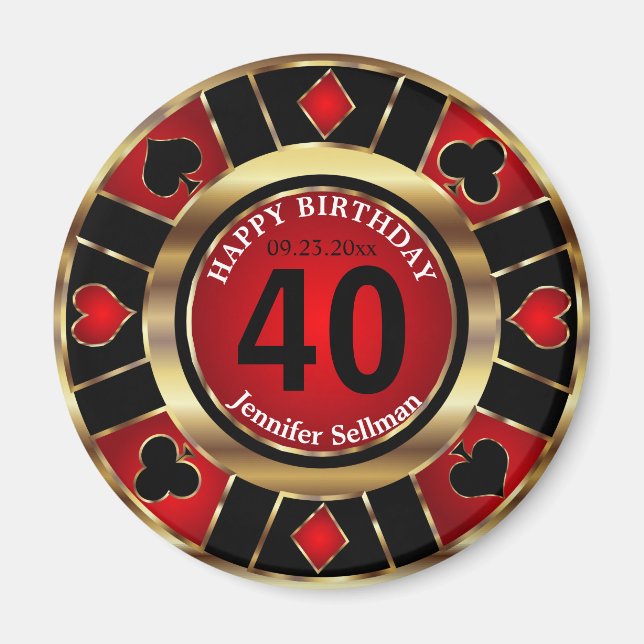 Casino Chip Las Vegas Birthday  Magnet (Front)