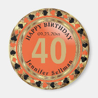 Casino Chip Las Vegas Birthday - Orange and Gold