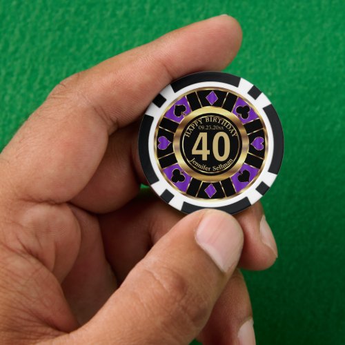 Casino Chip Las Vegas Birthday _ Purple and Gold