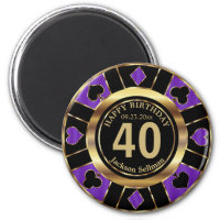Casino Chip Las Vegas Birthday - Purple and Gold