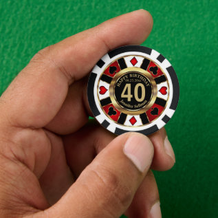Casino Chip Las Vegas Birthday - Red at Zazzle
