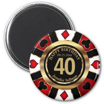 Casino Chip Las Vegas Birthday - Red Magnet by DesignsbyDonnaSiggy at Zazzle