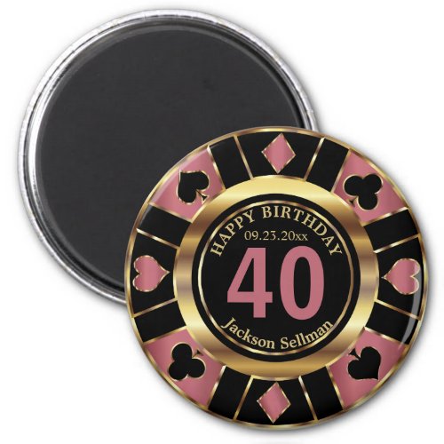 Casino Chip Las Vegas Birthday _ Rose Gold Magnet