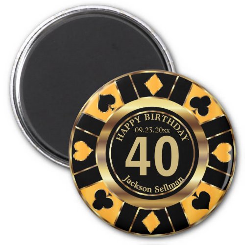 Casino Chip Las Vegas Birthday _ Yellow Magnet