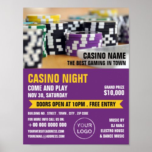 Casino Chips Casino Night Gaming Industry Poster