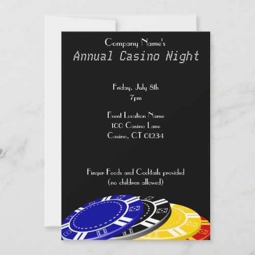 Casino Chips Party Invitations