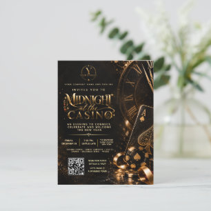 Casino Corporate New Year Party with Logo and QR Invitation