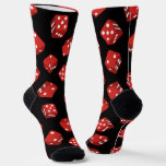 Casino Craps Red Dice on Black Pattern Socks