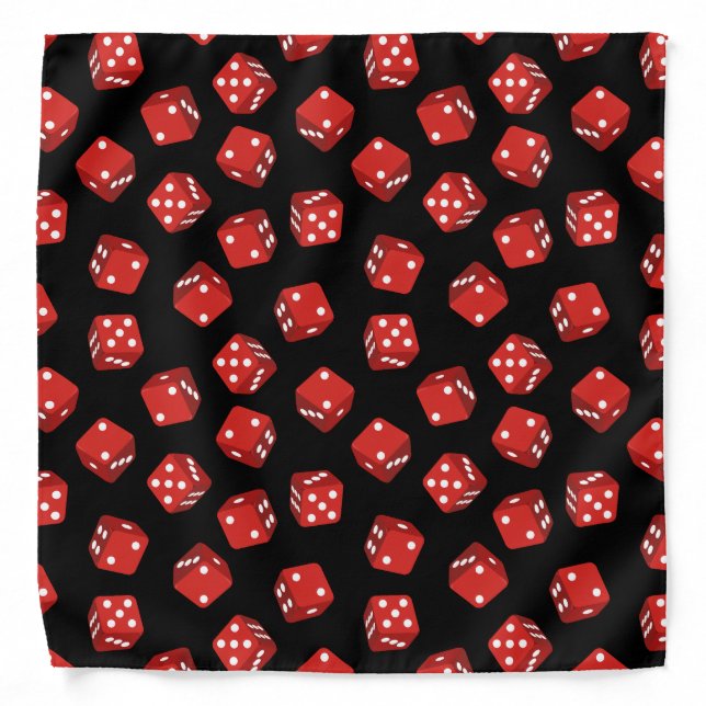 Casino Craps Red Dice Patterned Bandana (Front)