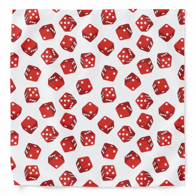 Casino Craps Red Dice Patterned Bandana (Front)