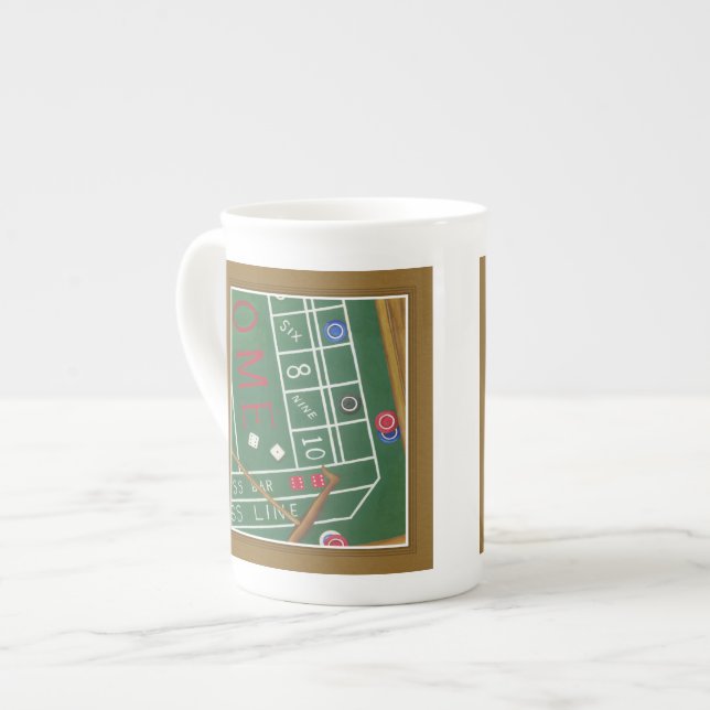 Casino Craps Table with Chips and Dice Bone China Mug (Front Left)