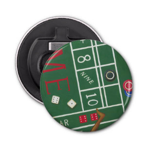 Casino Craps Table with Chips and Dice Bottle Opener