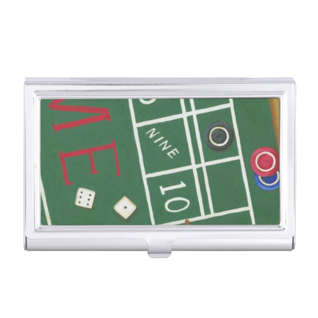 Casino Craps Table with Chips and Dice Business Card Holder (Front)