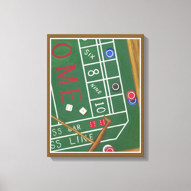 Casino Craps Table with Chips and Dice Canvas Print (Front)