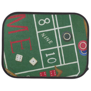 Casino Craps Table with Chips and Dice Car Mat