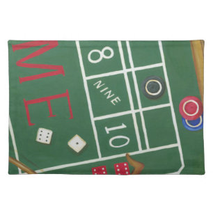 Casino Craps Table with Chips and Dice Cloth Placemat