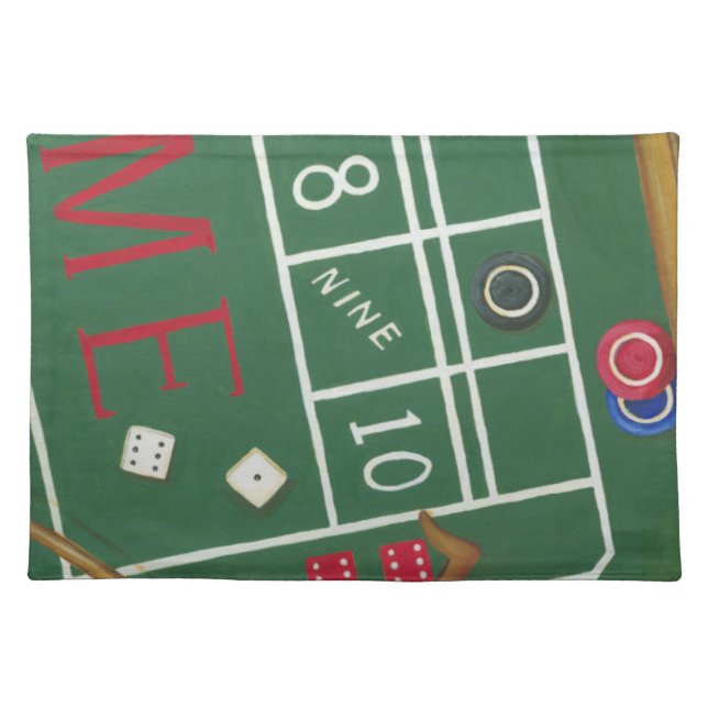 Casino Craps Table with Chips and Dice Cloth Placemat (Front)
