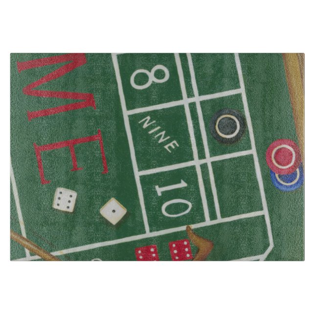 Casino Craps Table with Chips and Dice Cutting Board (Front)