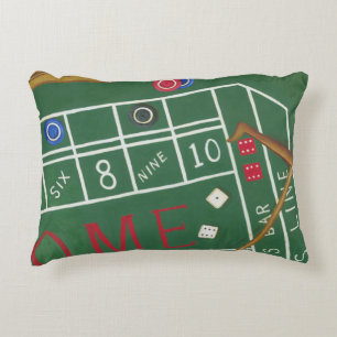 Casino Craps Table with Chips and Dice Decorative Pillow