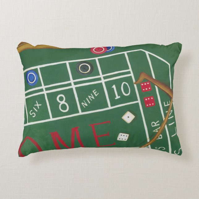 Casino Craps Table with Chips and Dice Decorative Pillow (Front)